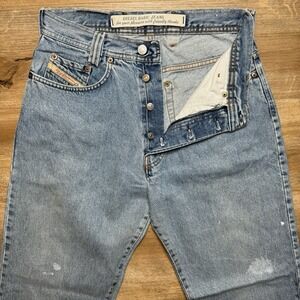 Vintage Diesel Jeans Men 29 (Fits 27x32) Blue Saddle Loose Taper Leg Paint Italy